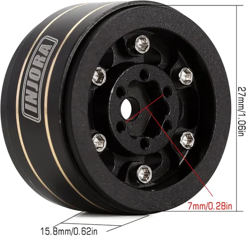 Miniatura 3 de INJORA Rueda de Beadlock de Latón 1.0 - Desplazamiento Negativo 3.15mm para 1/18 TRX4M SCX24 Gladiator Bronco C10 JLU Deadbolt Axial 1/24 Crawler