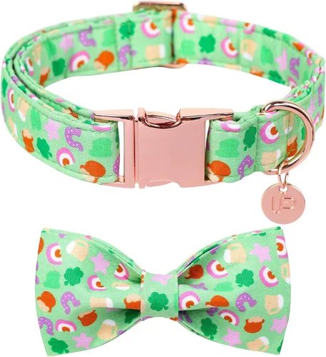 Miniatura 26 de Collar para perro con pajarita, Collar de algodón con pajarita para cachorro, Collar para perro azul para niña o niño con hebilla de metal duradera