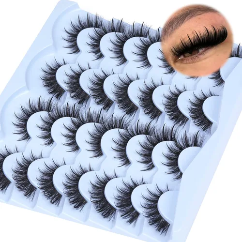 Miniatura 8 de TNFVLONEINS - Pestañas postizas de visón natural, pestañas esponjosas Wispy, pestañas de gata de aspecto natural, extensión 5D, pestañas postizas