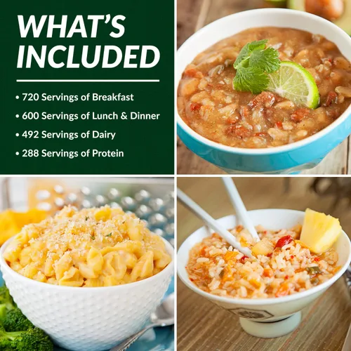 Miniatura 2 de Kit de suministro de alimentos a largo plazo de 180 días 2,100 porciones, +75g de proteína diaria y +1,800 calorías por día Alimentos