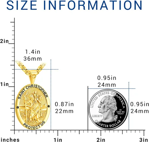 Miniatura 206 de Eusense Saint Necklace Sterling Silver 925 Protection Jewelry for Men Women Patron St Medals Amulet Pendant