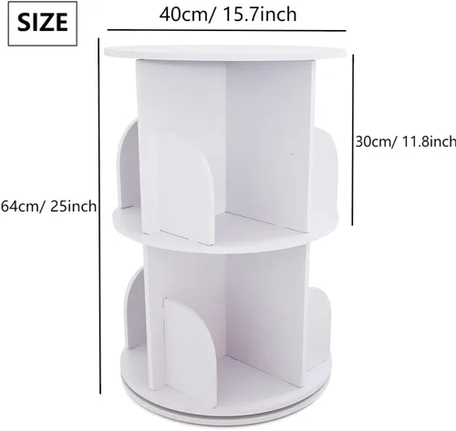 Miniatura 2 de Gdrasuya10 Estantería giratoria de 2 niveles pequeña para dormitorio, estantería apilable con estante de almacenamiento, estante de almacenamiento
