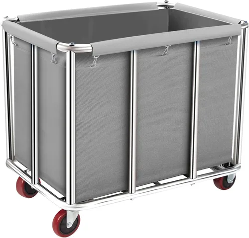 Miniatura 14 de Carrito de lavandería comercial con ruedas, cesta de lavandería rodante grande de 11.35 bushels con forro de lona impermeable extraíble, cestas