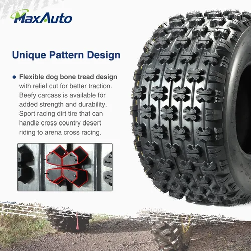 Miniatura 4 de MaxAuto ATV Sport Quad - Juego de 2 neumáticos traseros de 20 x 10-9 de 4 capas, repuesto de neumáticos sin cámara para 400ex TRX 450r, Raptor 660