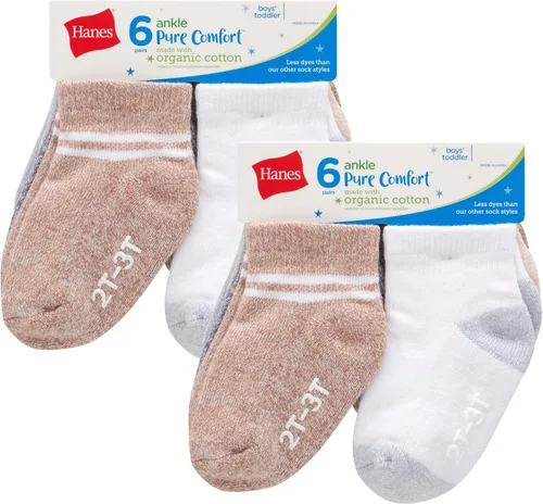 Miniatura 11 de Hanes Calcetines tobilleros antideslizantes para bebés y niños pequeños, paquete múltiple