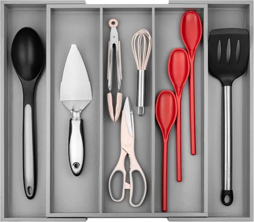 Miniatura 7 de Organizador de Cajón de Cocina Purawood - Organizador de Utensilios Extensible para Cocina, Bandeja de Cuchillos y Organizador de Cubiertos, 3-5
