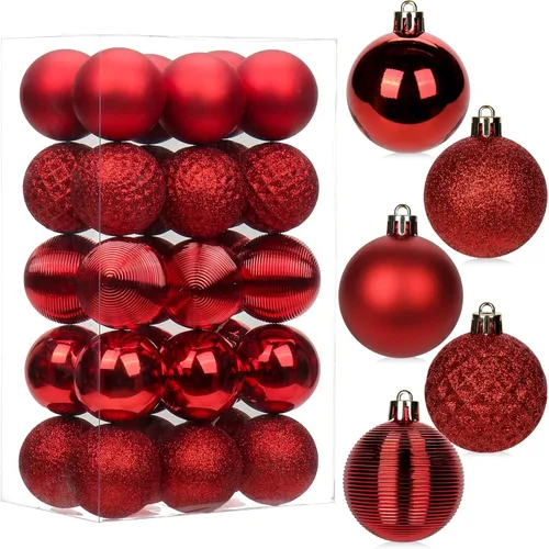 Miniatura 11 de 30 piezas de adornos de bola de árbol de Navidad irrompibles negros para decoración navideña