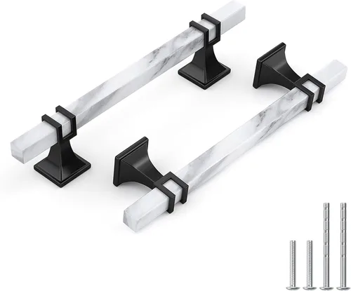 Miniatura 38 de Haliwu Paquete de 5 tiradores de gabinete con barra en T negra y dorada de 3 pulgadas, tiradores de puerta para armarios de cocina, manijas de zinc
