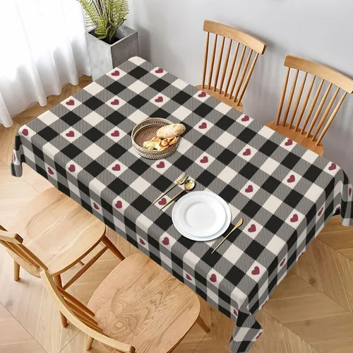 Miniatura 10 de 4th of July Tablecloth Square 60x60 Inch,Red White Buffalo Plaid Check Blue Patriotic Stars Table Cloth,Stain Resistance Polyester Independence Day