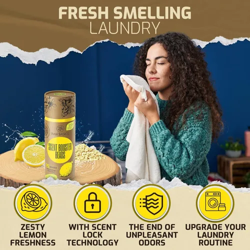 Miniatura 2 de Potenciadores de Aroma para Lavadora, Aroma de Limón Salvaje - Perlas de Aumento de Aroma a Granel y Desodorante de Telas - Cápsulas Eliminadoras