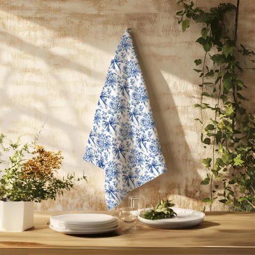 Miniatura 3 de Chinoiserie - Toallas de cocina florales con lazo coquette, paños de cocina florales azules y blancos para decoración de cocina, toallas de mano