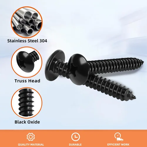 Miniatura 4 de Tornillos de madera autorroscantes #14 x 1-1/2 pulgadas, acabado negro, acero inoxidable 304 18-8, 25