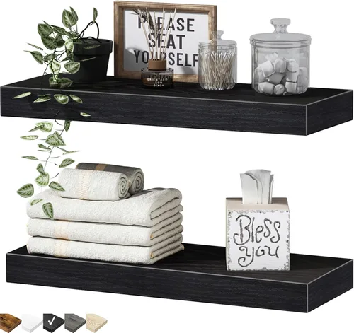 Miniatura 13 de QEEIG Estantes flotantes de baño para pared, estante de pared de 15.7 pulgadas sobre el inodoro, decoración del hogar, estantería pequeña de 15.7 x