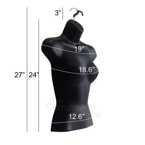 Miniatura 5 de Maniquí femenino con espalda hueca y cuerpo apilable con ganchos para colgar para exhibición de camisetas, encimera, ferias de manualidades, fotos