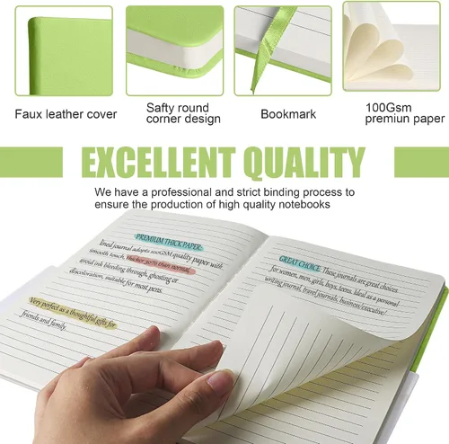 Miniatura 3 de Cuaderno rayado para diario, 160 páginas, tamaño mediano de 5.7 x 8 pulgadas, papel grueso de 2.95 oz/yd² (100 g/m²), tapa dura, paquete de 10, Negro