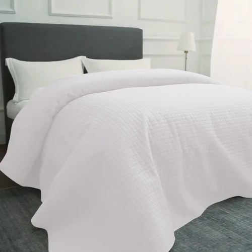 Miniatura 5 de HollyHOME - Colcha de cama acolchada pinsonic con diseño de cuadros súper suave, para cama individual, Blanca, tamaño Twin