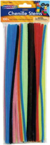 Miniatura 2 de Creativity Street Jumbo Chenille Stems, 12" x 6 mm, Craft Pipe Cleaners in Assorted Basic Colors, Pack of 100, Case of 12 Packs, 1200 Chenille Stems