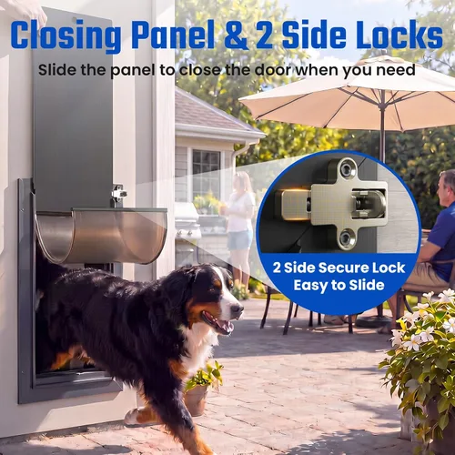 Miniatura 4 de Puerta para perro XL para pared, puerta de perro extra grande totalmente de aluminio, puerta de servicio pesado para mascotas, fácil de instalar, 2