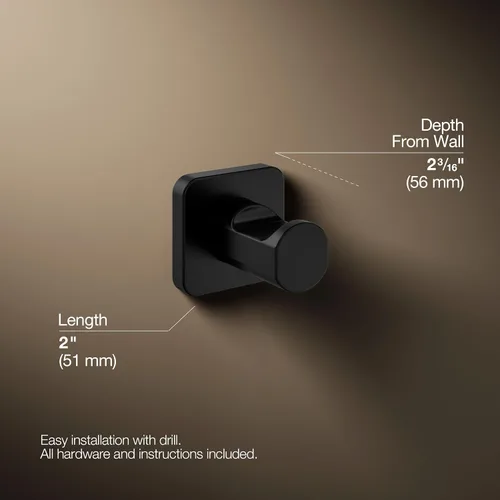 Miniatura 4 de Kohler 23529-BL Parallel - Gancho para bata, color negro mate
