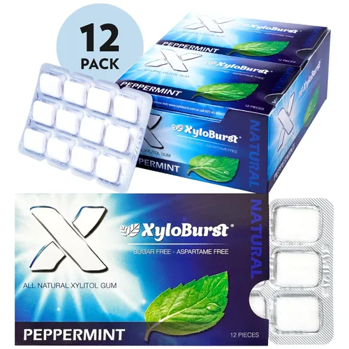 Miniatura 4 de XyloBurst Goma de mascar de xilitol Sin azúcar, sin gluten, apto para dieta cetogénica Goma de mascar sin aspartamo para la salud bucal Menta