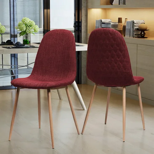 Miniatura 9 de Great Deal Furniture Camden - Sillas de comedor de tela verde de mediados de siglo con patas de madera de nogal claro (juego de 2), (303204)
