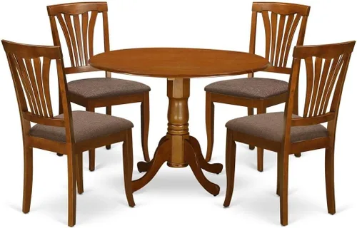 Miniatura 15 de East West Furniture DLAV5-OAK-C - Juego de mesa y sillas de cocina de 5 piezas, incluye una mesa de comedor redonda con gotas y 4 sillas de comedor