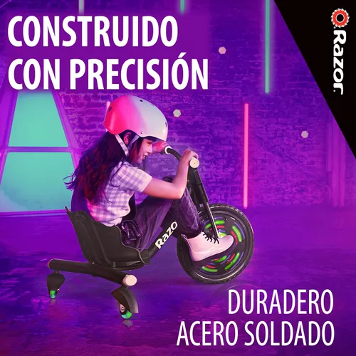 Miniatura 5 de Razor RipRider 360 Lightshow – Triciclo con ruedas traseras y con luces multicolor activadas por movimiento, triciclo de tres ruedas para derivar