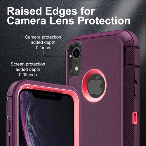 Miniatura 3 de YKHJKLEC Funda para iPhone XR, Grado Militar 3 en 1 Resistente de Servicio Pesado/A Prueba de Golpes/A Prueba de Caídas/A Prueba de Polvo con 2