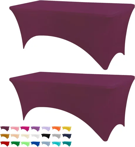 Miniatura 43 de BDDC - Fundas de mesa para mesas de 6 pies, manteles elásticos lavables y resistentes a las arrugas de color azul real de 6 pies para eventos