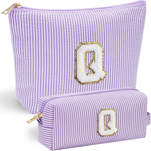 Miniatura 131 de YOOLIFE Regalos del Día de la Madre para mujeres, bolsa de maquillaje con inicial, bolsa de cosméticos, bolsa de maquillaje de viaje, regalos Rosado