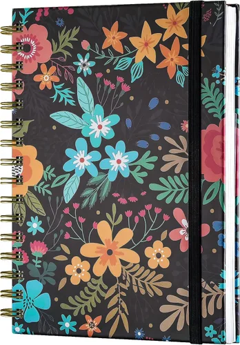 Miniatura 9 de Cuaderno de espiral, diario rayado A5 para mujer, diario en espiral de tapa dura con 2 bolsillos, cuadernos con rayas universitarias, lindo cuaderno
