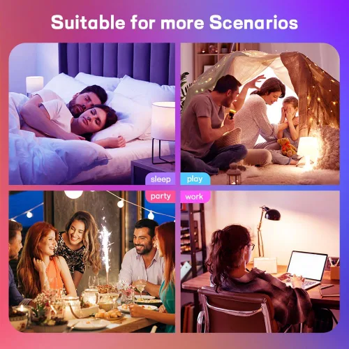 Miniatura 7 de Bombillas LED inteligentes, bombillas Bluetooth, bombillas RGB+CCT que cambian de color con control de aplicación, A19, E26, sincronización