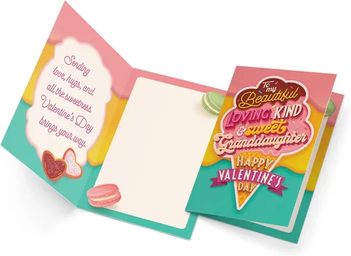 Miniatura 3 de Prime Greetings Tarjeta del día de San Valentín para nieta, fabricada en Estados Unidos, ecológica, tarjeta gruesa con sobre de primera calidad de 5