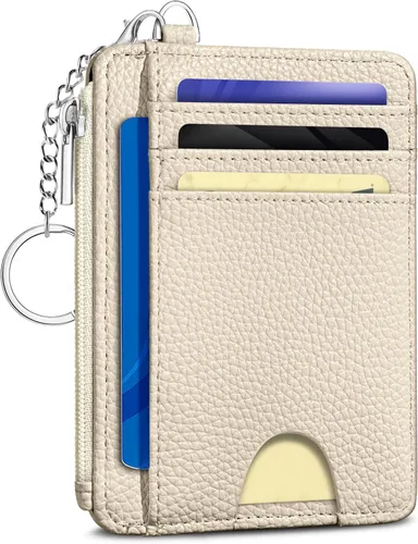 Miniatura 29 de Kelvoris Tarjetero pequeño para mujer, cartera delgada con bloqueo RFID, llavero con bolsillo para monedas con cremallera, bolsillo frontal