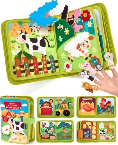 hahaland Libro de actividades para niños pequeños de 1 a 3 años – Juguetes Montessori para niños de 1 año, regalos para niñas, juguetes educativos,