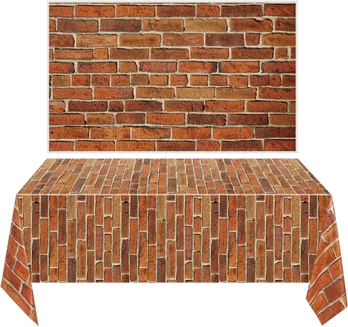Miniatura 7 de Chuangdi 2 piezas de telón de fondo de pared de piedra de 4.5 x 9 pies, decorado de escena de pared de piedra, papel tapiz, cortinas, puerta, mantel