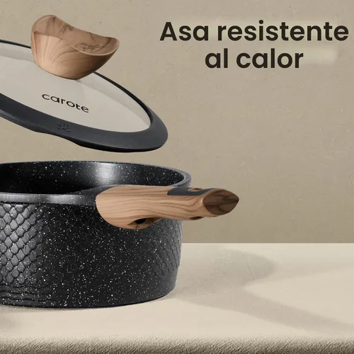 Miniatura 6 de CAROTE Juego de 26 ollas y sartenes antiadherentes, juego de utensilios de cocina, ollas y sartenes de inducción, cocina antiadherente, sin PFOA