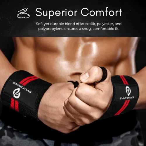 Miniatura 2 de EVMT Premium Wrist Wraps for Weightlifting Durable Lifting Straps for Enhanced Wrist Support Perfect for Strength Training, Gym Workouts &