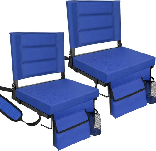 Miniatura 14 de Stadium Seats with Back Support,Bleacher Chairs with Cushion, Portable Folding Stadium Chair with Removable Cushion and Large Pocket for School