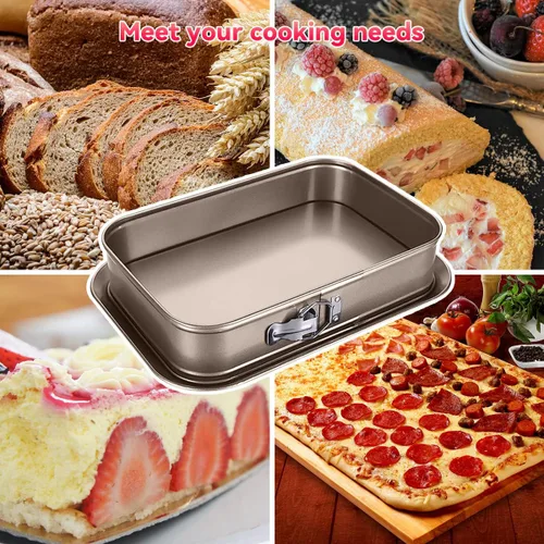 Miniatura 7 de meleg otthon Springform - Molde para tartas de queso, a prueba de fugas, rectangular, antiadherente, parte inferior extraíble, color negro