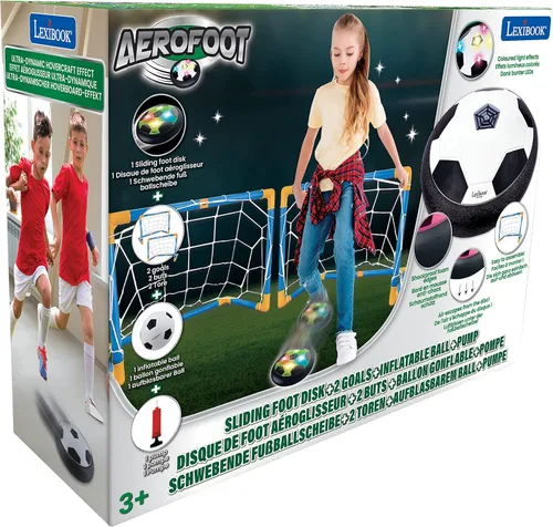 Miniatura 2 de Lexibook Aerofoot, disco de fútbol Hovercraft, 2 porteros, bomba y pelota inflable incluida, se desliza fácilmente, rápido y dinámico, efectos