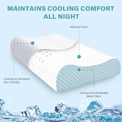 Miniatura 6 de Memory Foam Pillows 2 Pack Neck Pillow - Neck Support Pillow for Pain Relief, Ergonomic Cervical Pillow for Sleeping, Orthopedic Contour Bed Pillow