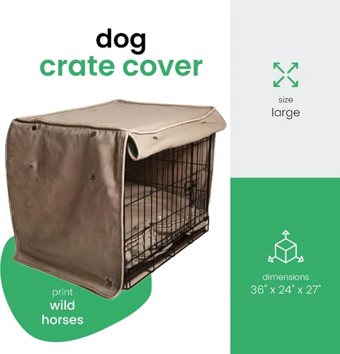 Miniatura 2 de Molly Mutt Wild Horses - Funda para jaula de perro, funda de lona 100% algodón con 2 paneles enrollables, ideal para jaula de perro o gato, Caballos