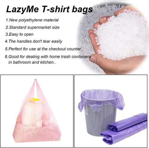 Miniatura 5 de LazyMe Bolsas para camisetas de plástico con asas a granel, bolsas de plástico para negocio, 12 x 20 pulgadas