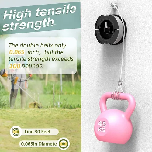 Miniatura 4 de YWTESCH Paquete de 16 cuerdas para malezas compatibles con Black+Decker, carrete de repuesto AF-100 de 360 pies y 0.065 pulgadas, línea