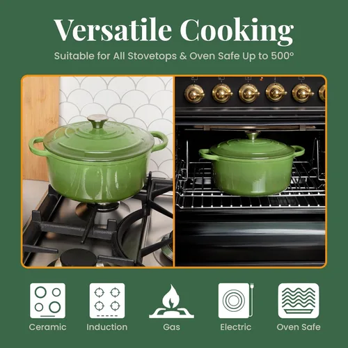 Miniatura 5 de Larder & Vine Olla para horno holandés de hierro fundido esmaltado de 5.7 cuartos con tapa, para hornear pan, compatible con todas las placas de Okra