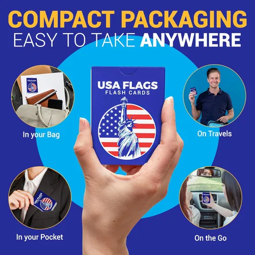 Miniatura 6 de Tarjetas flash de USA Flags para niños y adultos – 71 banderas de Estados Unidos y territorio con nombres y hechos – Tarjetas de aprendizaje
