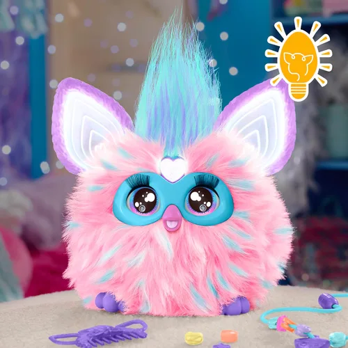 Miniatura 5 de Furby Cotton Candy, 15 accesorios de moda, juguetes de peluche interactivos para niñas y niños de 6 años en adelante, animatronic activado por voz