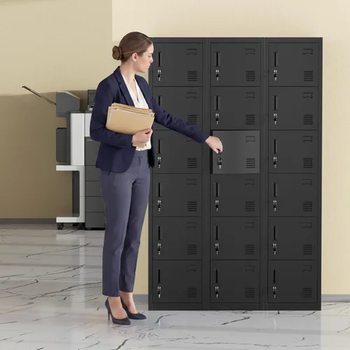 Miniatura 2 de Bonusall Taquillas de los empleados, armario de almacenamiento de oficina de metal con 6 puertas, armarios altos de acero con llaves y cerradura