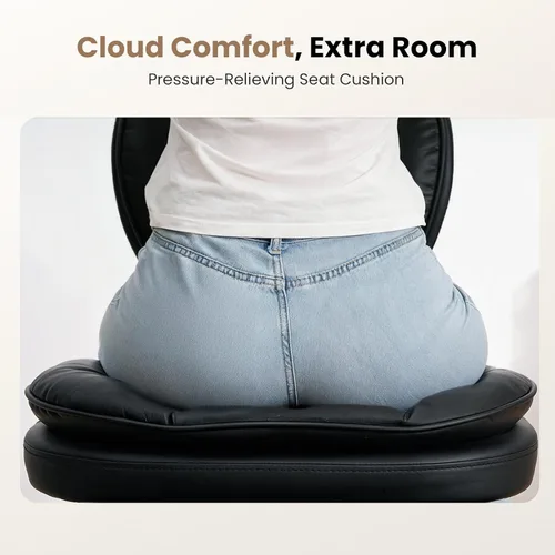 Miniatura 6 de Silla de oficina extra ancha y alta con patas cruzadas, asiento de nube profundamente acolchado, soporte ergonómico para respaldo, altura ajustable